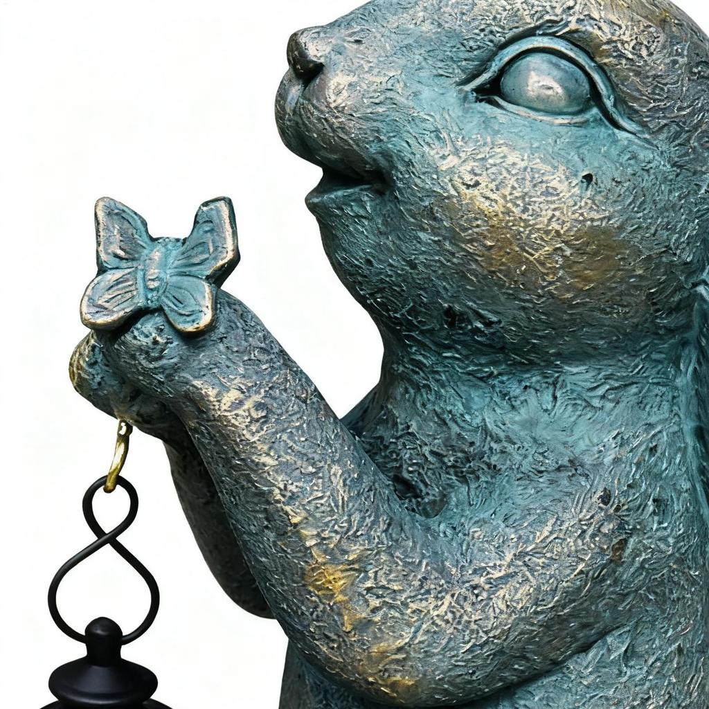 Decorazione Giardino con Coniglietto e Lanterna Solare Scultura Artistica Vintage Decorazione Cortile di Pasqua per Casa Prato Esterno Portico Patio Natale Primavera