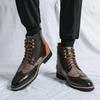 Mens Ankle Boots Fashion Pointed-Toe High-top Boot Classic Brown Business Casual Dress Boots for Men British Leather Boots Botas