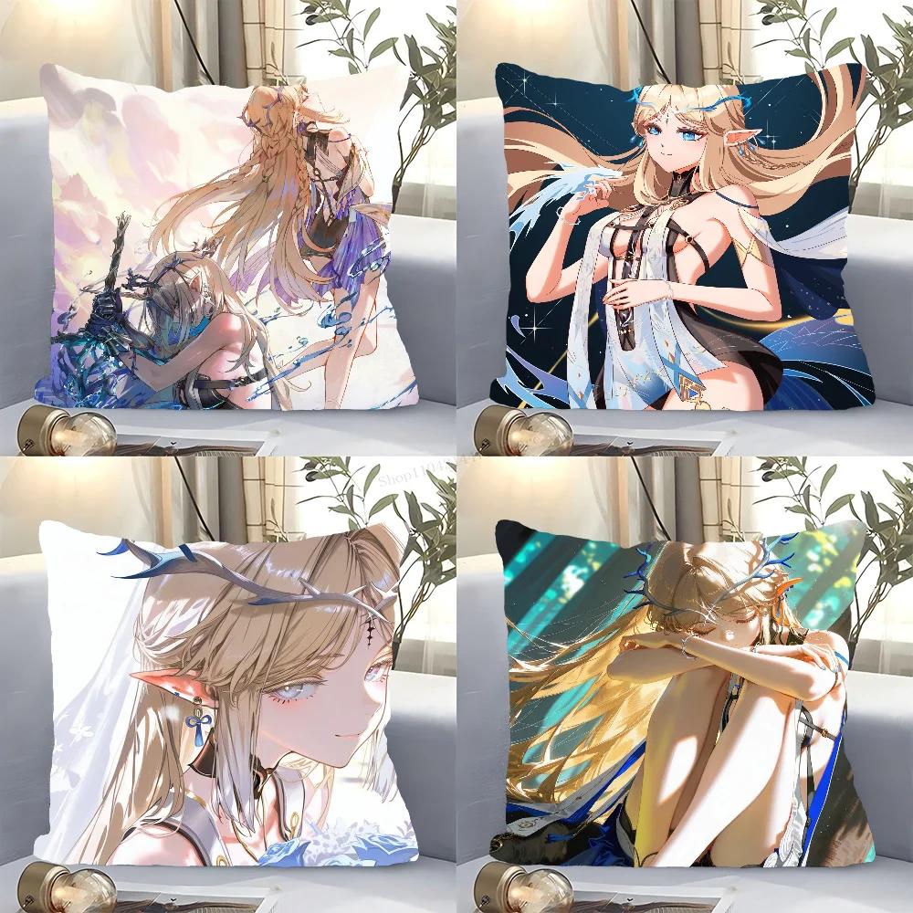 Cartethyia Anime Game W-Wuthering Waves Pillow Case Square Pillow Bedroom Sofa Leisure Comfort Living Room Home Decoration 40X40