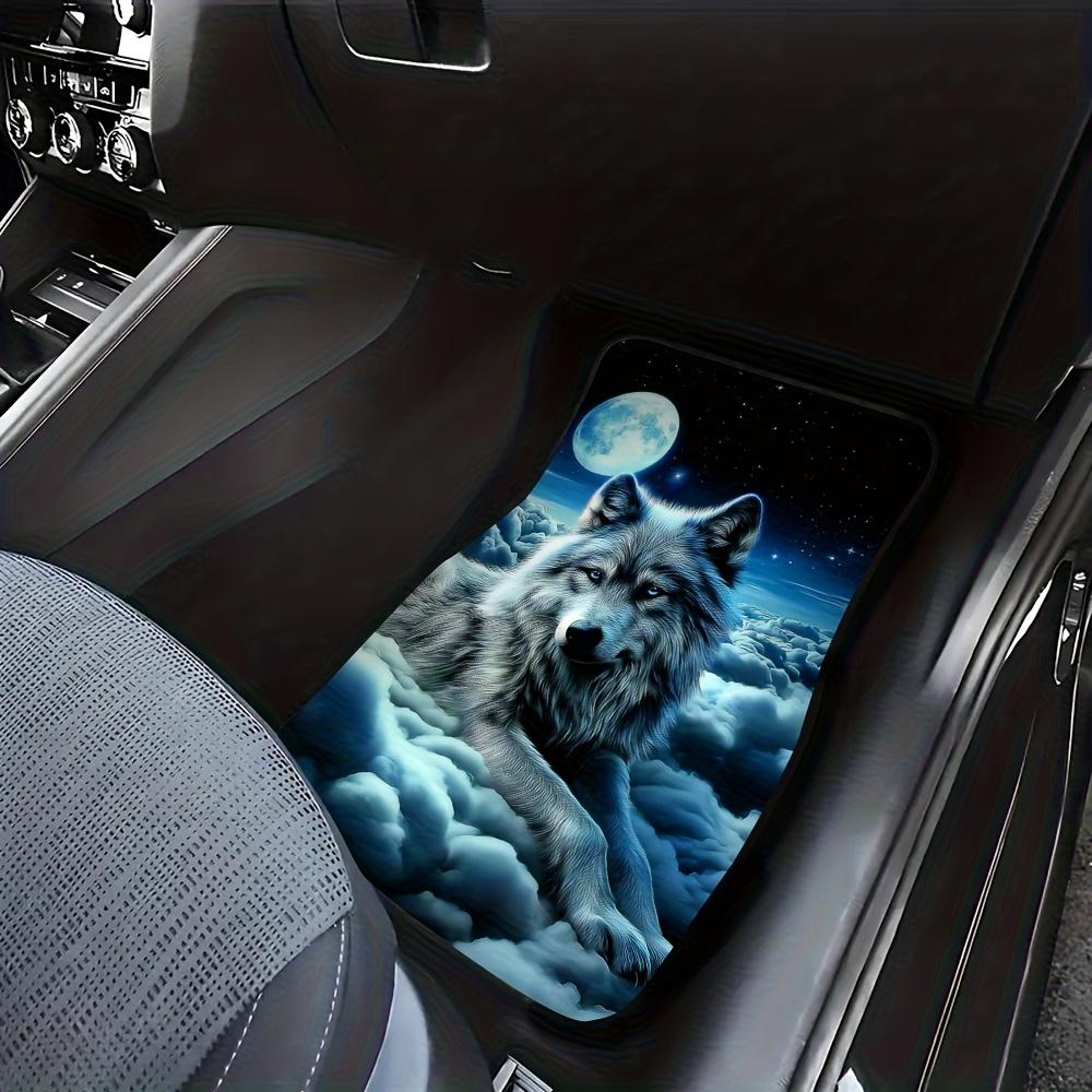 4pcs Car Floor Mats Suitable For Suvs Or Pickup Trucks, Presenting Wolf Moon Clouds Design Along With Thoughtful Present Opportunities