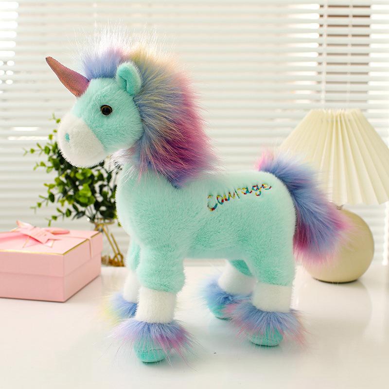 Cute colorful unicorn doll plush toy unicorn pony doll girl company soothing doll