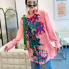 Thai Trendy Brand Autumn New Korean Version Cartoon Printed Shirt Medium and Long Cardigan Shirt Long Sleeve Top