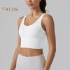 Yoga Vest Bra with Fixed Breast Pads Deep V Back Design Sport Vest Solid Color Shockproof Bra Top Running Fitness Camisole