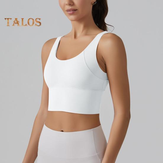 Yoga Vest Bra with Fixed Breast Pads Deep V Back Design Sport Vest Solid Color Shockproof Bra Top Running Fitness Camisole