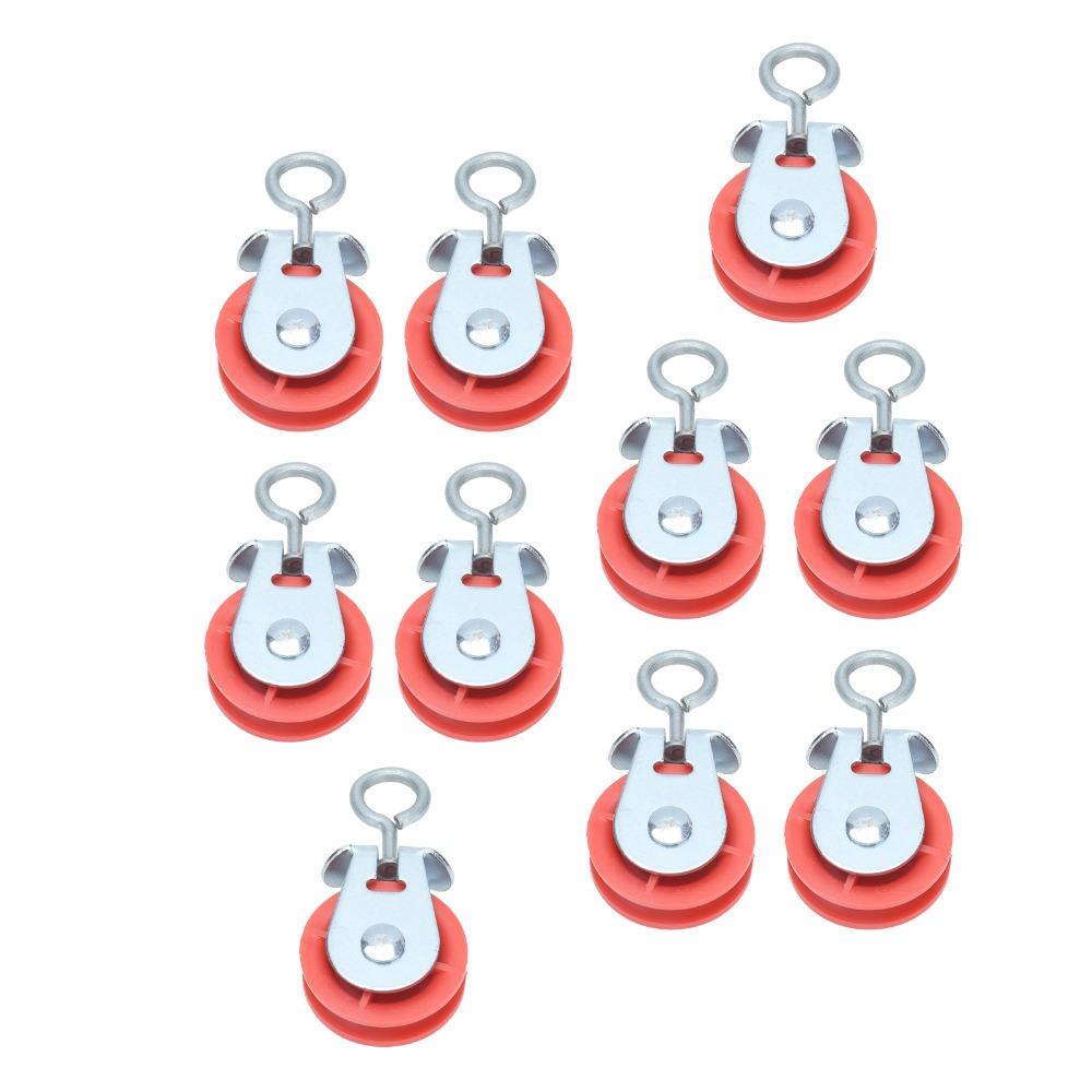 10pcs Single Groove Fixed Pulley Red Plastic Wheel Automatic Waterline Pulley Chicken House