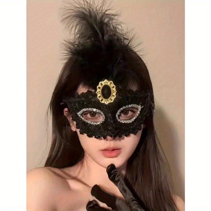 

1 шт. Кружевная маска для маскарада, Маска для костюма для вечеринки, Свадебная карнавальная маска, Персонализированные сценические декорации, Сексуальная кружевная маска на пол-лица для женщин чёрный