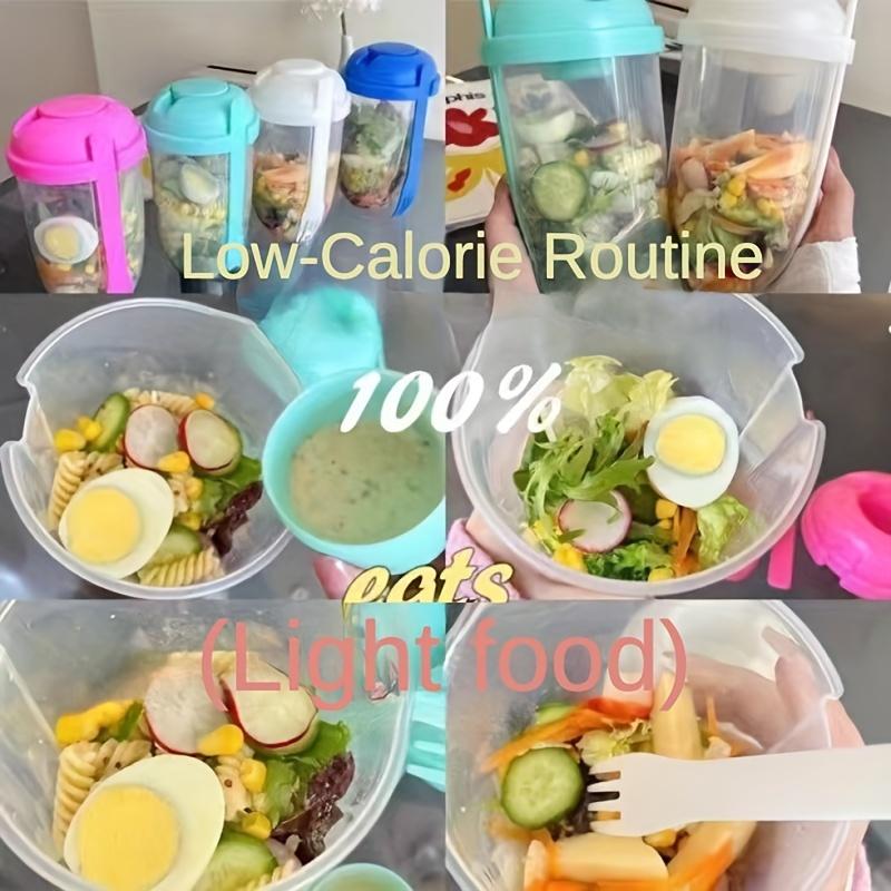 1pc, Salad Cup, Salad Meal Shaker Cup, Plastic Healthy Salad Container Wih Fork, Salad Dressing Holder, Salad Cup For Picnic Lunch Breakfast