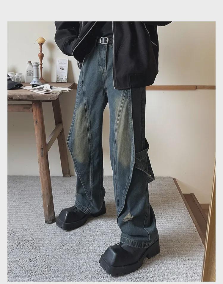 

Мужские джинсы American Retro Distressed 2023 года — уличный стиль с уникальным нишевым дизайном XXXL