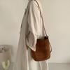 Retro Style Genuine Leather Women's Bag, New Frosted Cowhide Bucket Bag, Women's High-end Single Shoulder Crossbody Bag