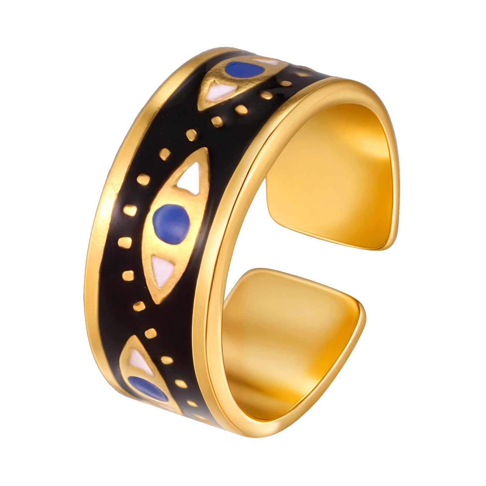

Vintage Geometric Evil Eye Open Ring for Women,Stainless Steel Devil s Eye Gold Plated Rings,Triangle Enamel Colorful Jewelry