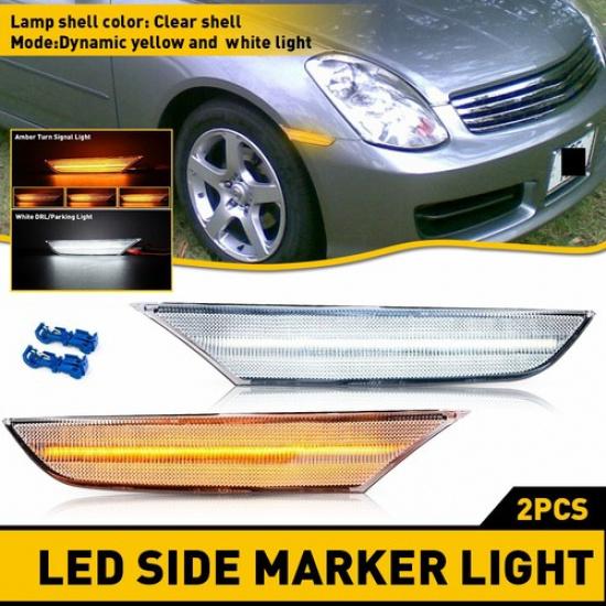 Pair For Nissan 2001-2006 Skyline V35 Sedan LED Turn Signal Side Marker Lights