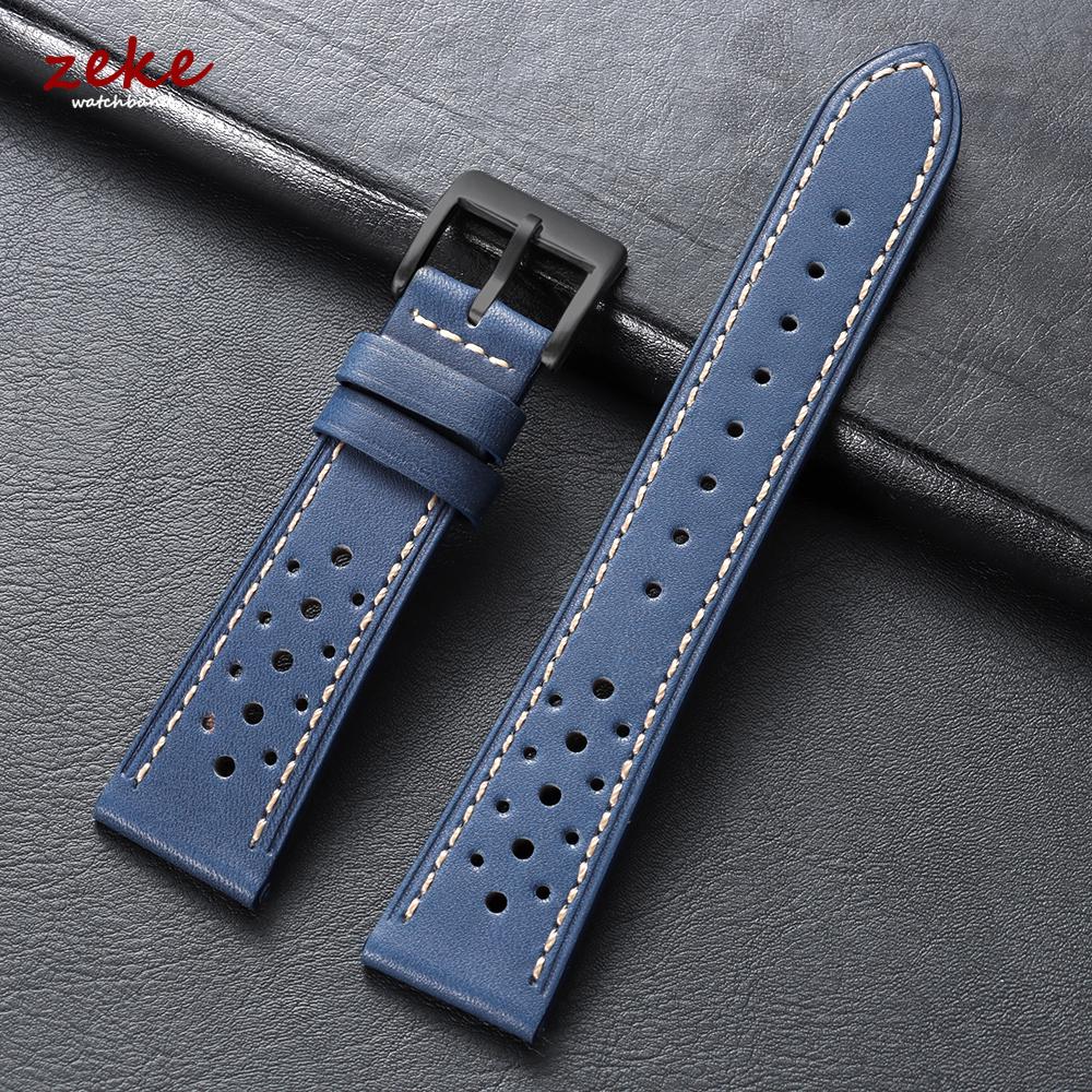 20mm 22mm 24mm Vintage Top-Grain Cowhide Strap for Men Women Universal Genuine Leather WatchBand Brown Breathable Sport Bracelet