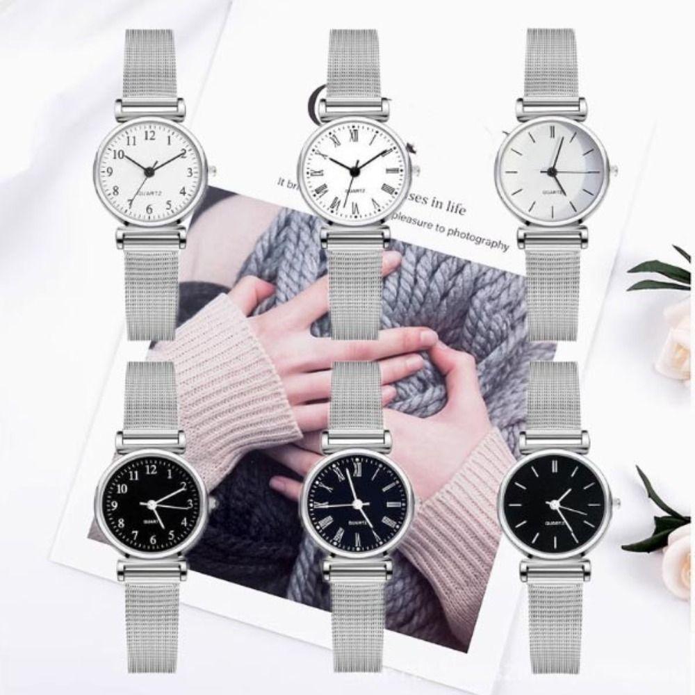 New Round Watches Adjustable Strap Luxury Wristwatches Mesh Belt Quartz Watch Gifts