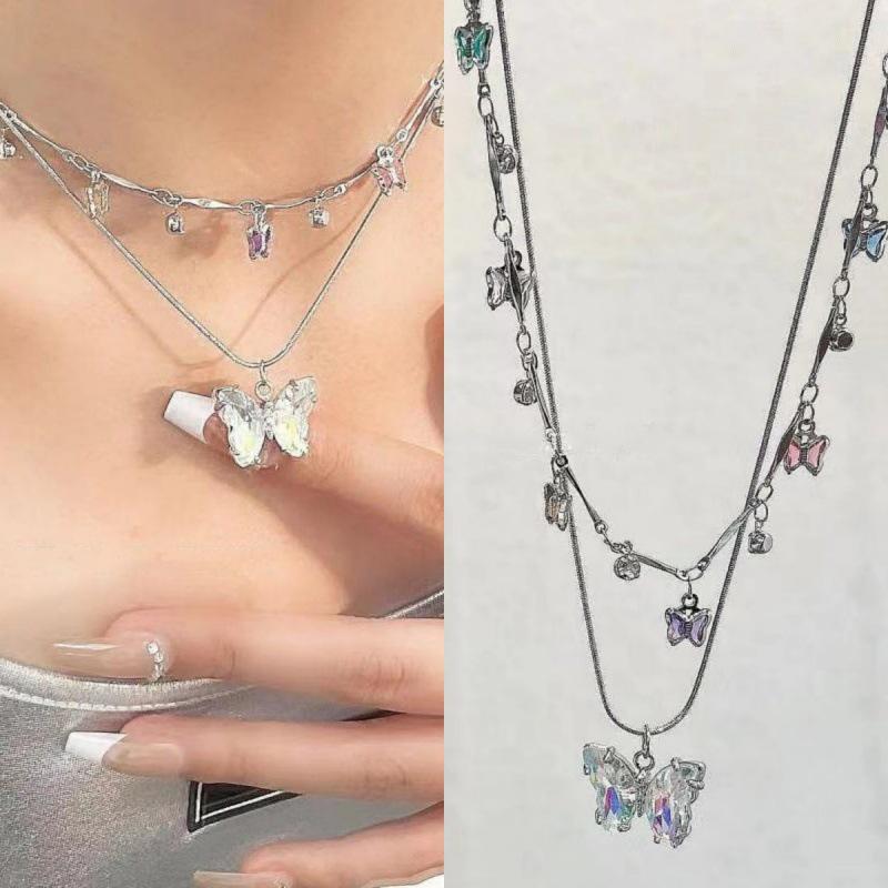 Elegant Double-Layer Butterfly Necklace: Trendy High-End Women's Clavicle Choker