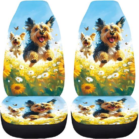 

Xoenoiee Wild Tiger Print Car Seat Covers Front Seats Only 2 Pieces Car Interior Protector Auto Bucket Seat Cover Anti-Slip Car Seat Covers Yorkshire Terrier Butterf
