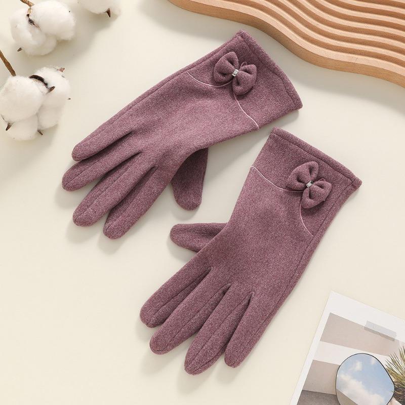 Warm gloves women's fleece cold-proof outdoor riding electric car rabbit down bow autumn and winter gloves