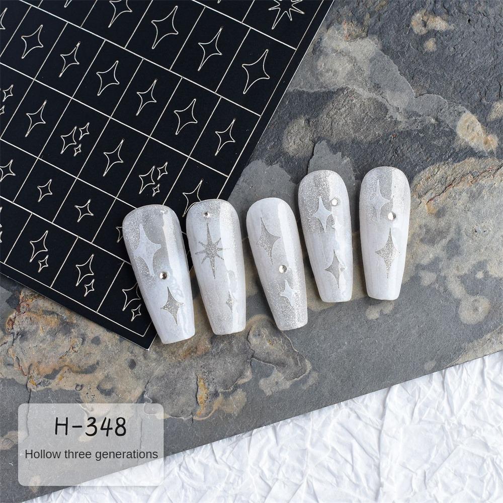 1pc Airbrush Stencil For Nails Heart Butterfly Stars Pattern Hollow Nail Sticker Templates For French Manicure Tips Nail Design