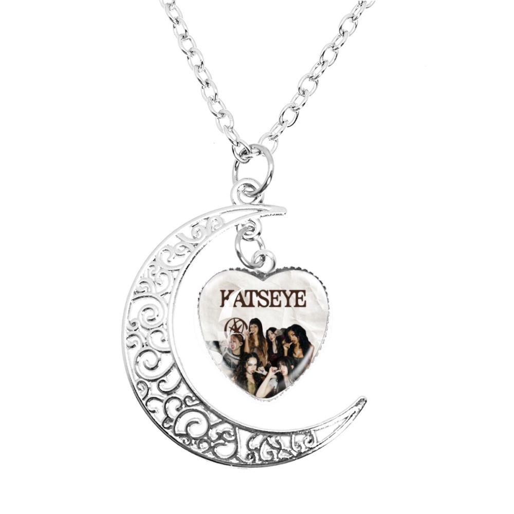 K-KATSEYE Halskette Katseye Koreanische Girlgroup Der Mond Halskette Glas 20MM Herzform Anhänger Halskette Schmuck Anhänger Fans Geschenk white