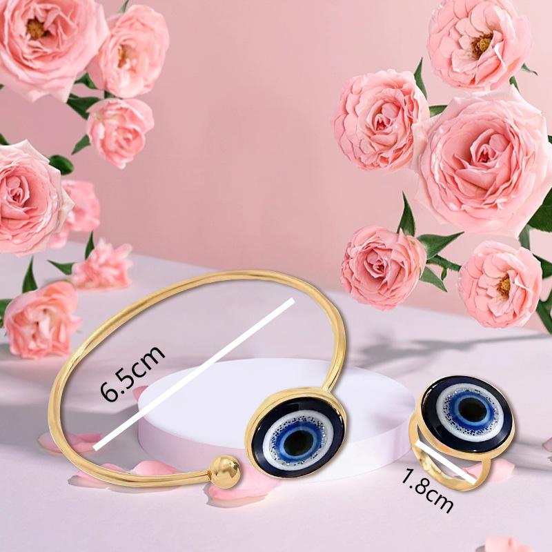 Two-piece Devil's Eye Bracelet Ring Set