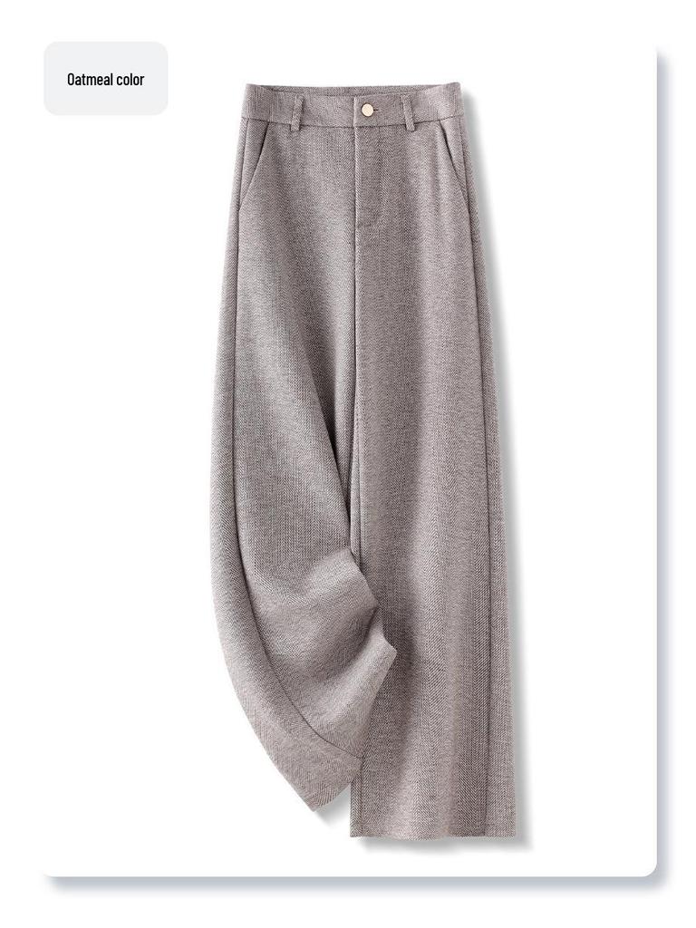 Ankola Women's Red Tweed Wide-Leg Slimming Pants - New Autumn/Winter 2024