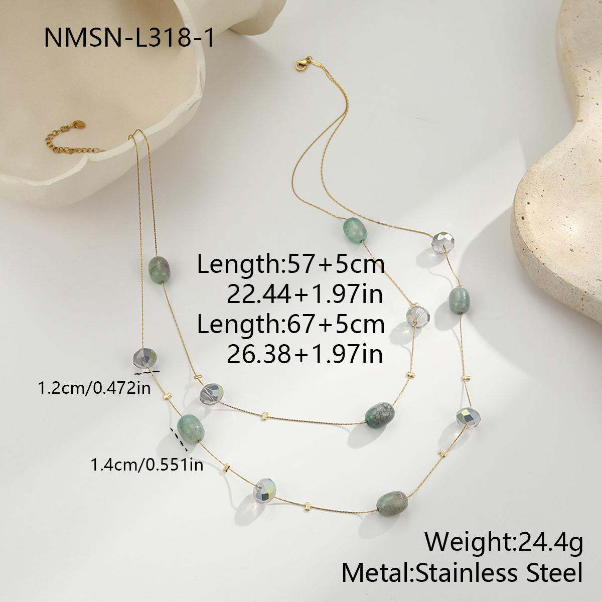 GEMCHIC Women s French Vintage Elegant Personality Necklace Natural Stone Handmade Design Titanium Steel Chain
