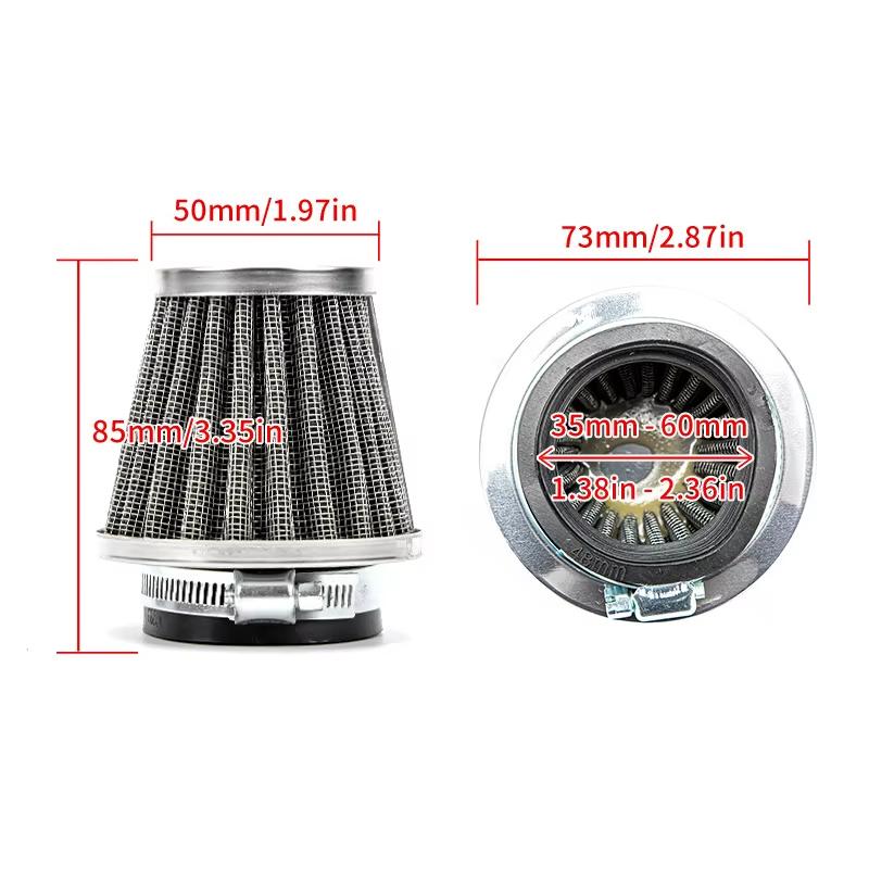 1PC Universal 35-60mm Motorcycle Tapered Air Filter Cleaner Dirt Pit High Air Flow Filter Moto Conical Air Filter Dirt Cleaner