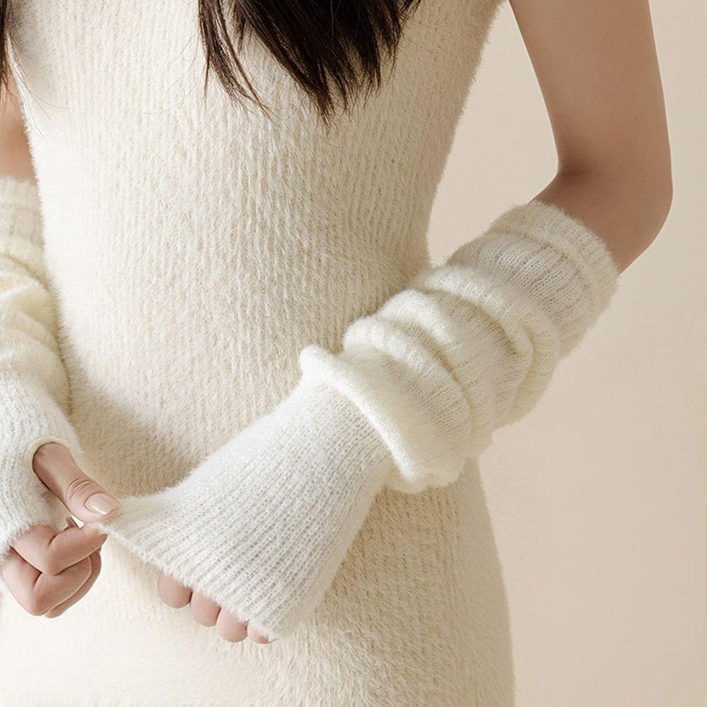 Cold Proof Warm Arm Sleeve Knitted Fingerless Gloves False Sleeves Arm Warmer Gloves  Casual Wear