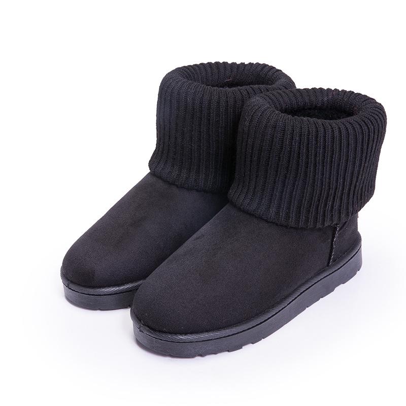 Foreign trade Korean version of fashion knitted wool flanged cotton boots cotton shoes, fashion snow boots cotton shoes 2025 supply