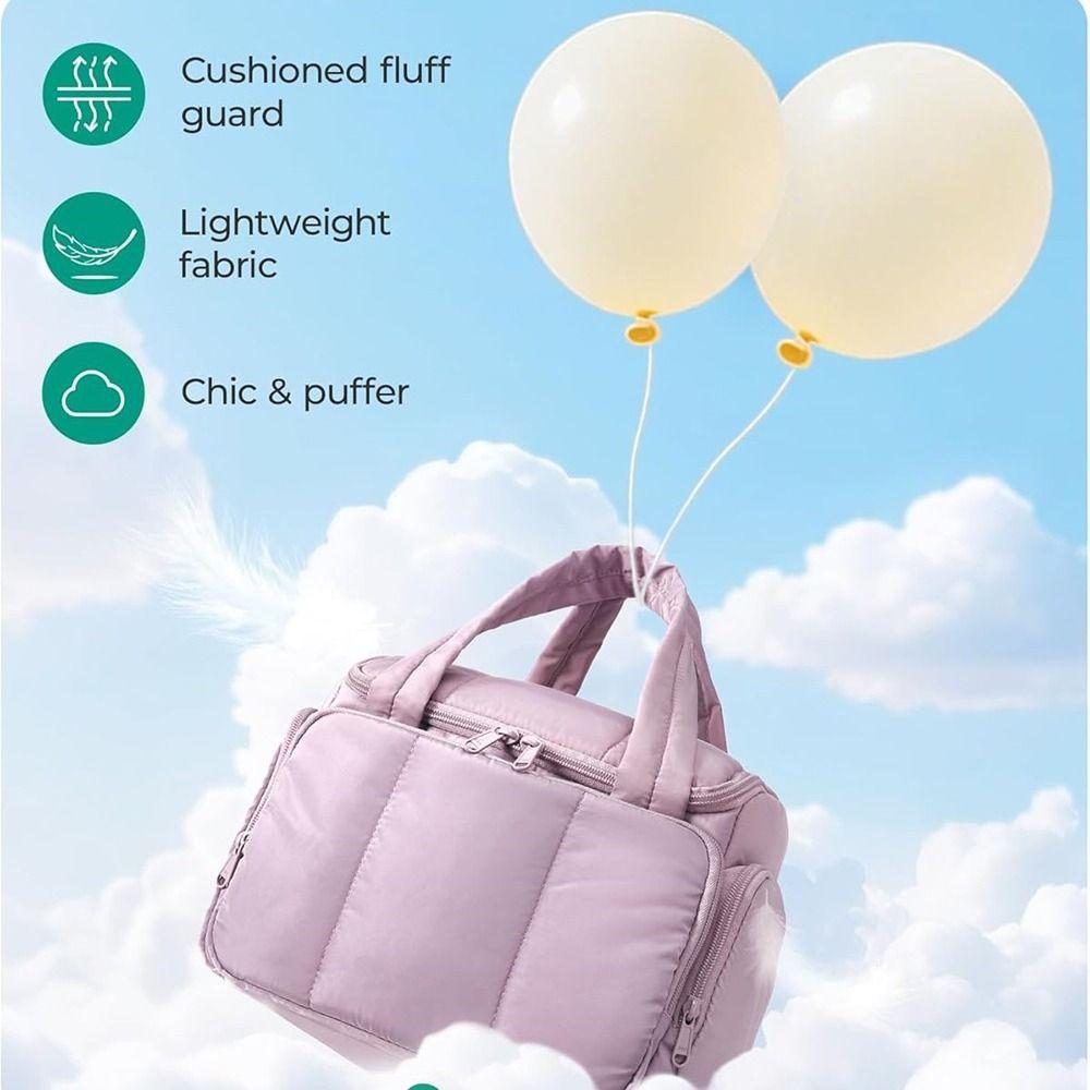 Simple Puffy Travel Toiletry Bag Quilted Multi-Pockets Duffel Bag Handheld Full-Sized Handbag Satchels Commute