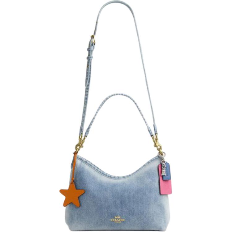 Coach Laurel Shoulder Bag Loved Denim With Charms Light Indigo Daily Crossbody CEF26-IMNIM