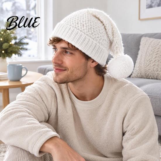 Christmas Santa Hats Elastic Claus with Pom Knitted Hat for Adults Pom Party Women Men