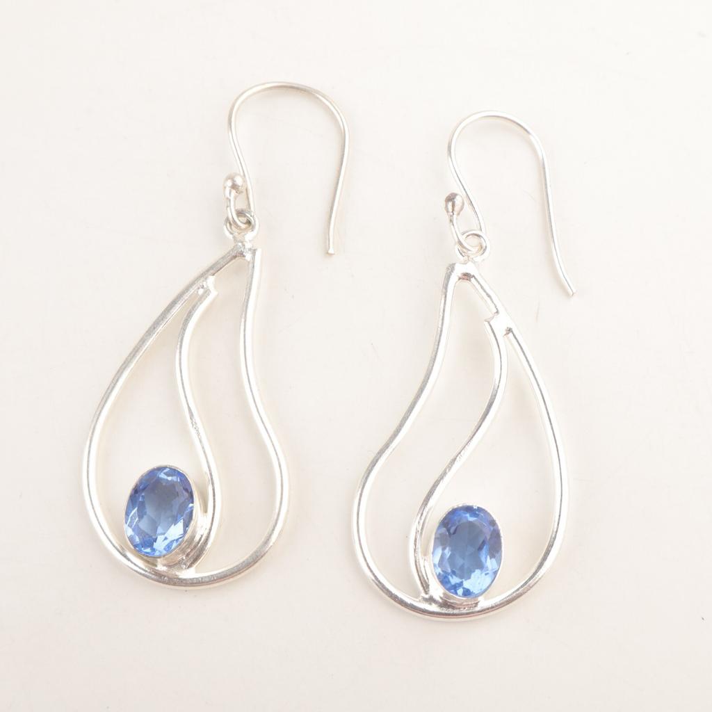 Natürlicher Tansanit 925 Silber Tropfen Hängeohrringe Drittes Auge Chakra Tochter Geschenk Ohrringe EE-139-16