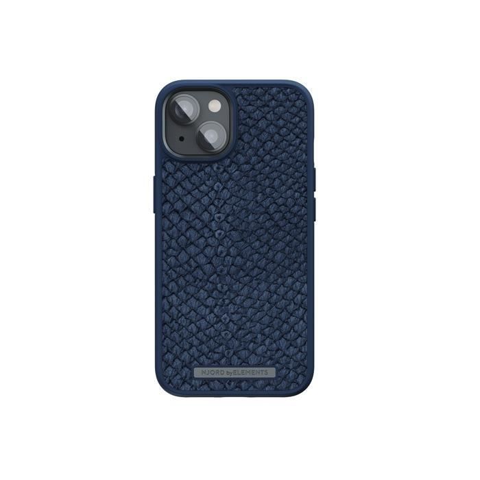 Coque iPhone 14 MagSafe En Cuir De Saumon NJORD Bleu - AVIZAR - Rigide - Fine Et Résistante