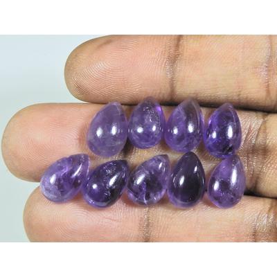8X12MM Natural Amethst Ring Size Pear Cabochon Loose Gemstone 9Pcs Lot 30Cts A-446