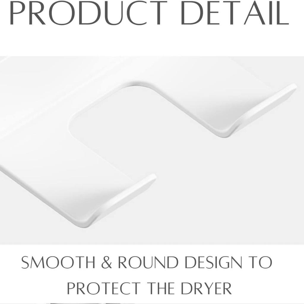 1-Piece Wall-Mounted Hair Dryer Organizer - Sleek White Plastic Corner Holder for Bathrooms and Homes.