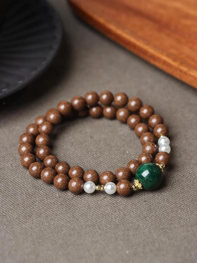 Goose Pear Sleep Aid: Double-Circle 0.8cm Incense Bead Hand-Woven Bracelet