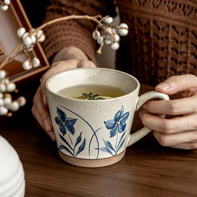 Bohemian Vintage Stoneware Coffee Mug High Aesthetic for Breakfast Office Water Home Use Artistic Ceramic Cup Gift