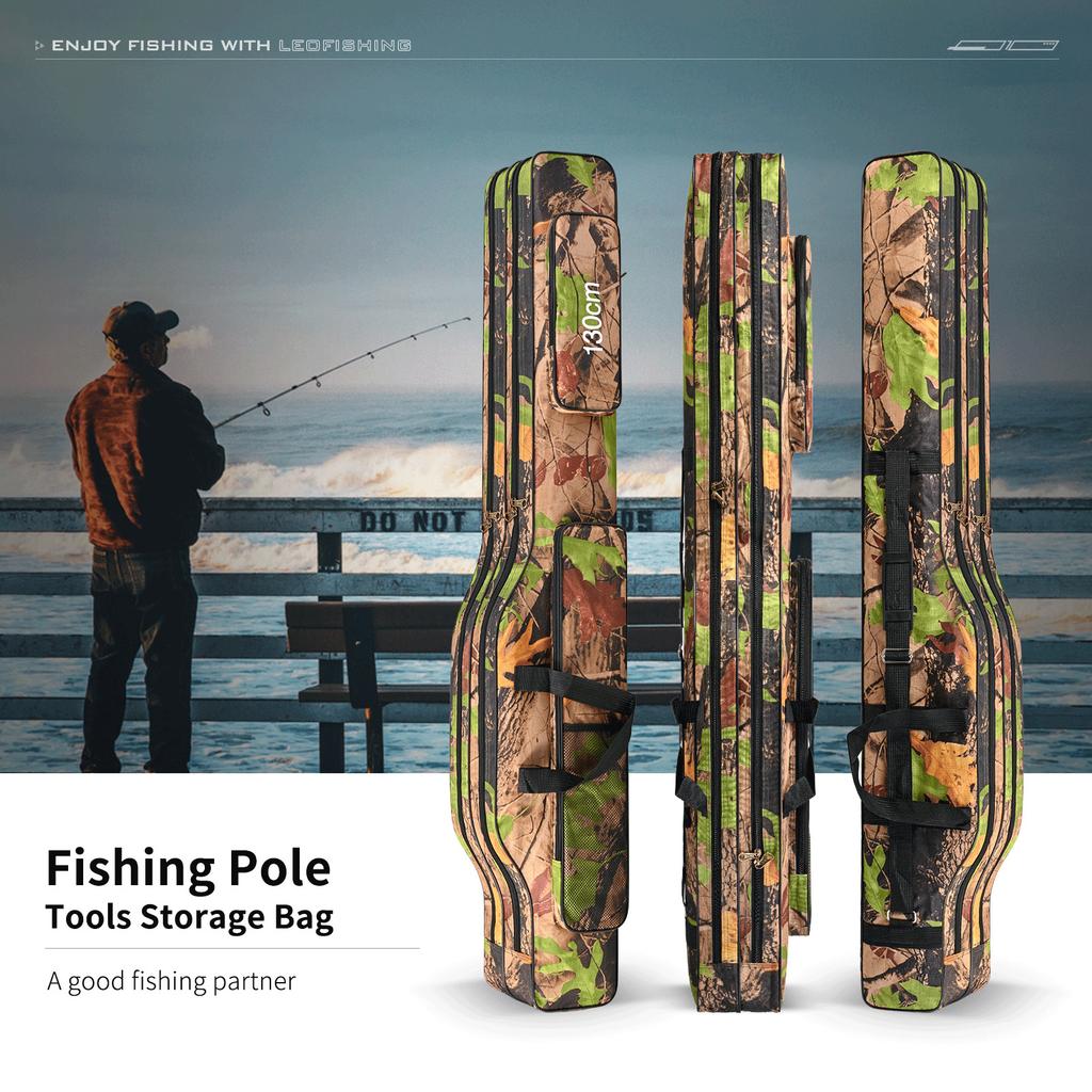 Fish Tackle Rod Holdall Bag Waterproof Oxford Folding Rod Carry Case Large Capacity 130cm for Men Family Travel Gifts