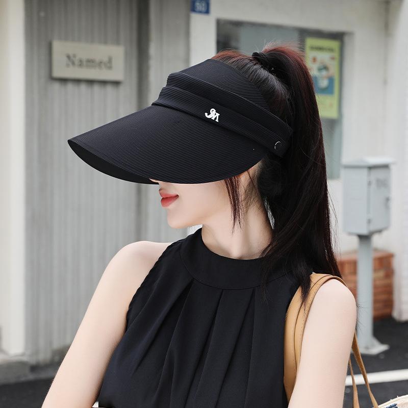 

Новая летняя твиловая шляпа от солнца Модная и универсальная дорожная шляпа для защиты от солнца Высокий хвост Открытый верх Ледяной шелк Виниловая шляпа от солнца one size fits all