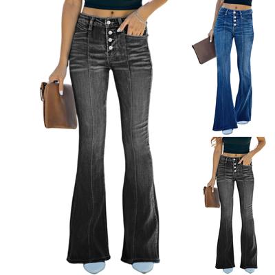 Women's High Waist Washed Women's Jeans Fashionable Versatile Straight Leg Pants