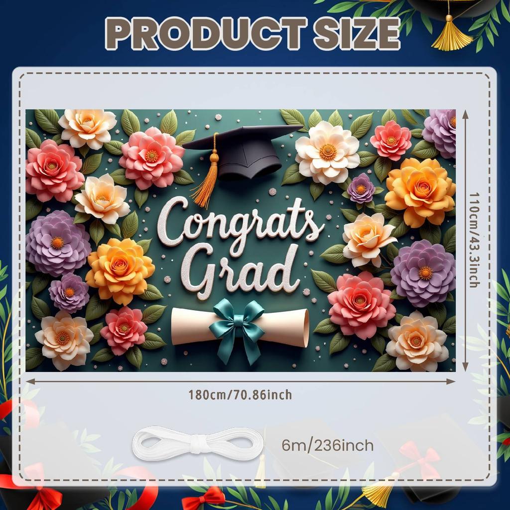 Grad Success Display Shiny Letters Congrats Display Congrats Grad Display Gold Theme Graduation Banner For Graduation Backdrop