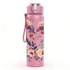 1PC Rose Wreath Flower Pattern 750ml Color Plastic Sports Water Bottle Leakproof Flip Straw Lid Suitable for Sports Office Home Use