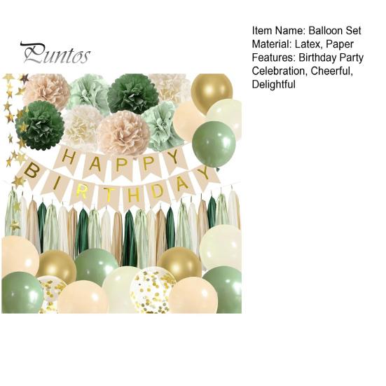 Birthday Party Decorations Happy Birthday Banner Balloons Paper Pom Pom Tassel Garland Set for Women Grils Kids Birthday Party Supplies