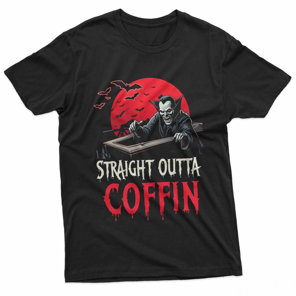 Straight Outta Coffin Funny Gothic Vampire Halloween Black TShirt Unisex T-Shirt S