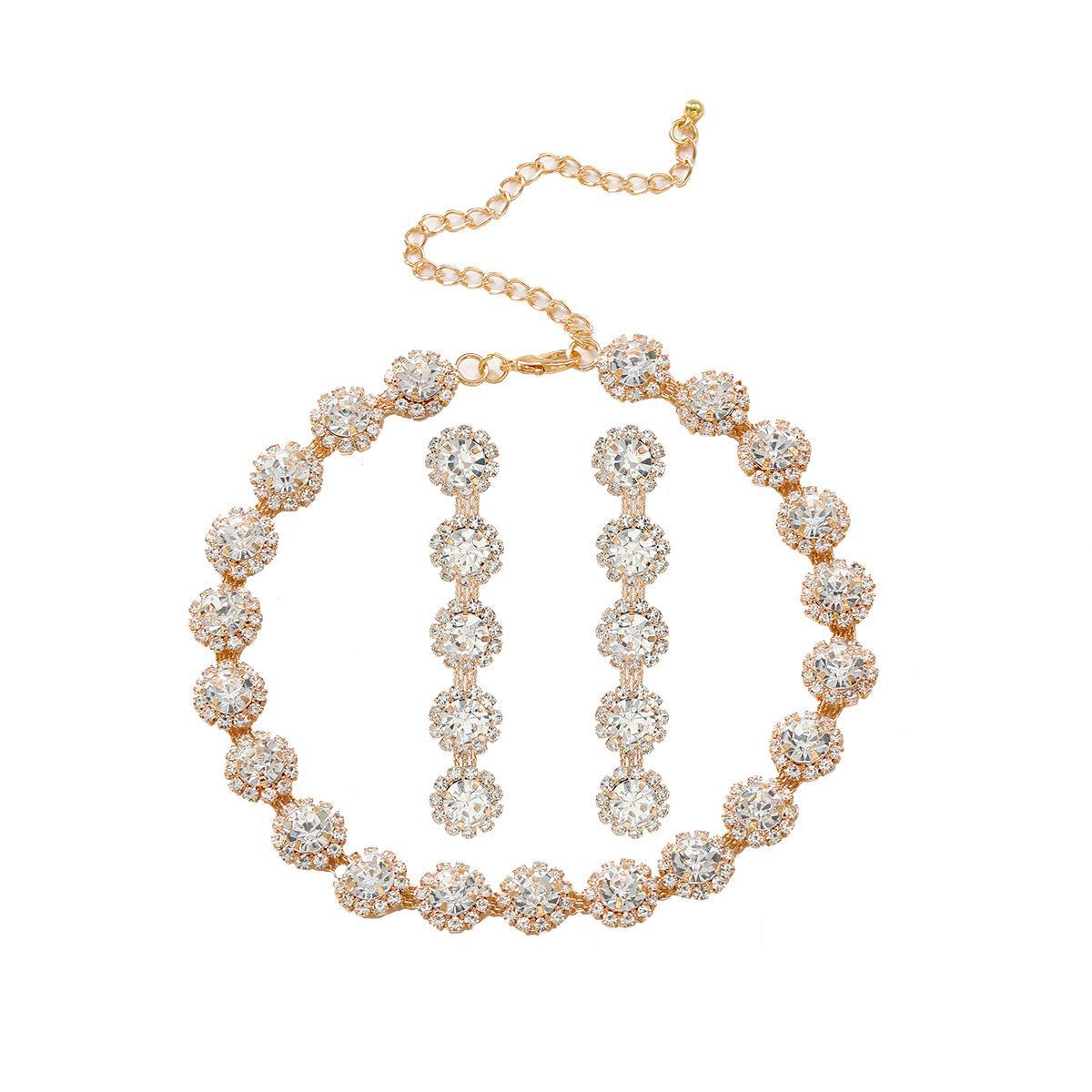 

Набір з вінтажного кольє та сережок з ключицею та дорогоцінним камінням для жінок шампанського