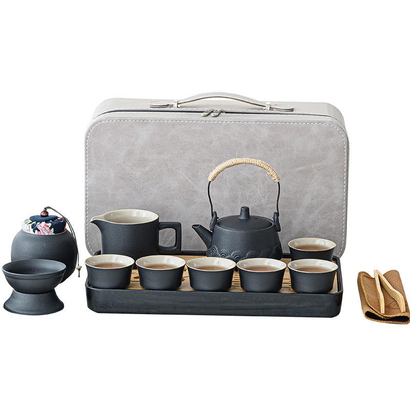 Travel tea set outdoor portable teapot tea tray household kung fu teacup ceramic business gift