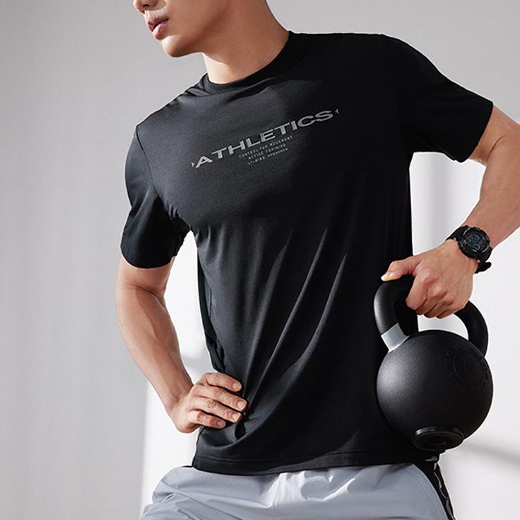 Li Ning Fitness Series Quick-Dry T-Shirt Men T-Shirts Black ATST593-5
