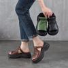 Women's Genuine Leather Platform Flip-Flops with Thick Soles for Summer 2025 