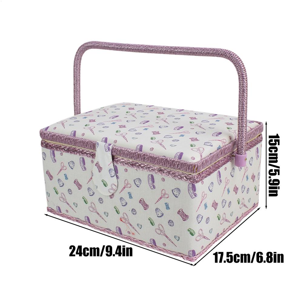 Швейная коробка многосекционная со съемным лотком ручкой корзина для хранения органайзер для ниток игл квилтинга вязания крючком