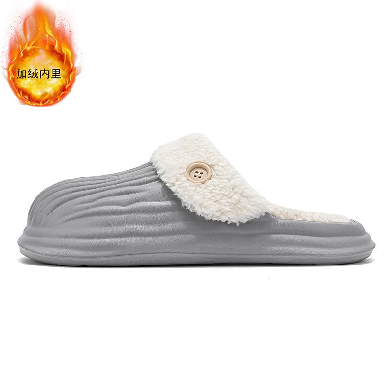 Waterproof cotton slippers men's autumn and winter indoor home EVA thick-soled piled non-slip fluffy cotton drag men's home shoes